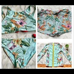 Roxy Girls' Rainbow Shower Viscose Shorts with a matching pair of baiting suit🌸